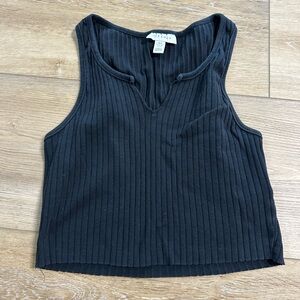 Topshop Black Ribbed Crop Top